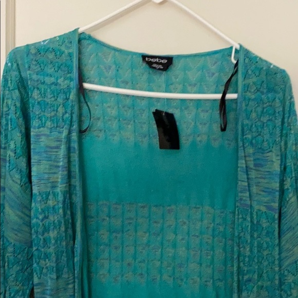 NWT Bebe green high slit duster kimono (no belt) - Picture 2 of 11